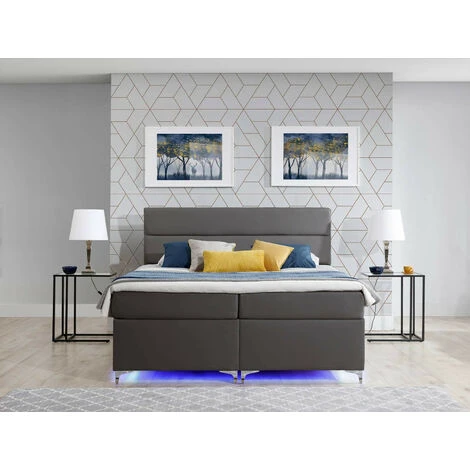 Lit Boxspring 160x200 Cm Tissu Anthracite Mador – Image 3