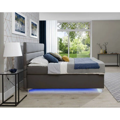 Lit Boxspring 160x200 Cm Tissu Anthracite Mador – Image 4