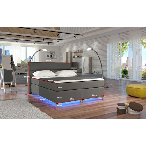 Lit Boxspring 160x200 Cm Tissu Anthracite Mador – Image 5