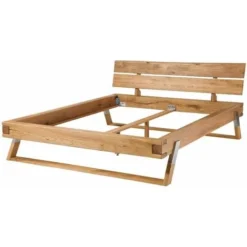 Lit Double 180x200 Chêne Sauvage Huilé Bois Naturel SALZBURG 102