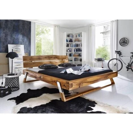 Lit Double 180x200 Chêne Sauvage Huilé Bois Naturel SALZBURG 102 – Image 3