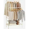 Songmics Portant à Vêtements Double Barre, Portemanteau, Penderie, Organisateur, En Métal, Avec étagère De Rangement à 2 Niveaux, Charge 55 Kg, Montage Facile, Blanc RDR01WT