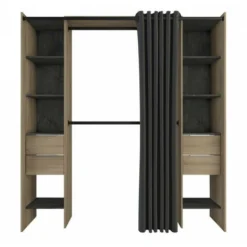 Aménagement Dressing Extensible Chêne/Noir - NADA - L 115/190 X L 50 X H 203 Cm
