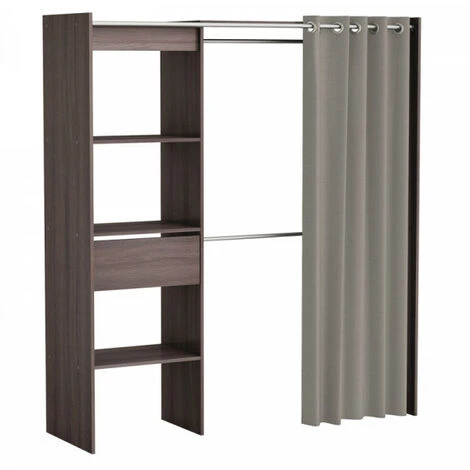 Aménagement Dressing Extensible Chêne Foncé - ARA - L 168 X L 50 X H 187 Cm – Image 5