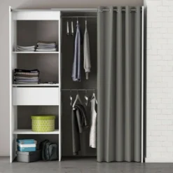 Aménagement Dressing Extensible Blanc - ARA - L 168 X L 50 X H 187 Cm