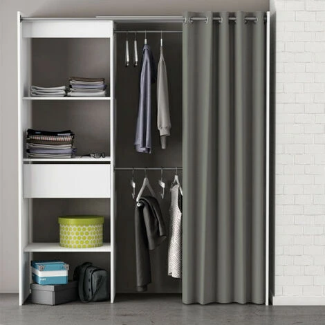 Aménagement Dressing Extensible Blanc - ARA - L 168 X L 50 X H 187 Cm