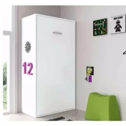 Lit Escamotable Superposé 2 Couchages 80x190 Cm Blanc Satiné Liker