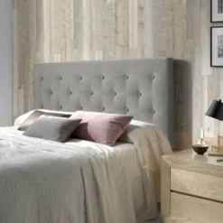 Tête De Lit Oslo 140x100 Cm, Capitonnée Tissu Grey, L'épaisseur Totale De 8 Cm