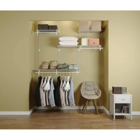 Dressing Crémaillères Modulables Blanc 36 Pièces 1,88x1,22M En Kit