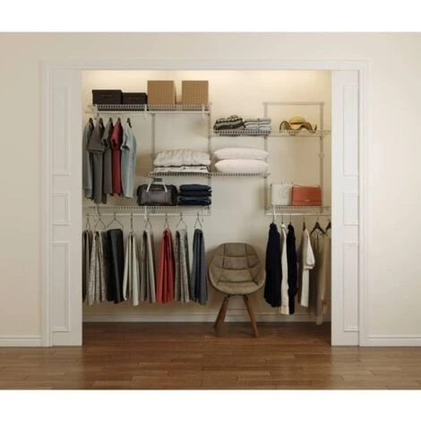 Dressing Crémaillères Modulables Blanc 47 Pièces 2,38x1,22M En Kit