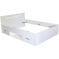 Lit Tiroirs Blanc Perle 140x190