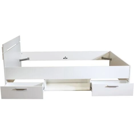 Lit Tiroirs Blanc Perle 140x190 – Image 4