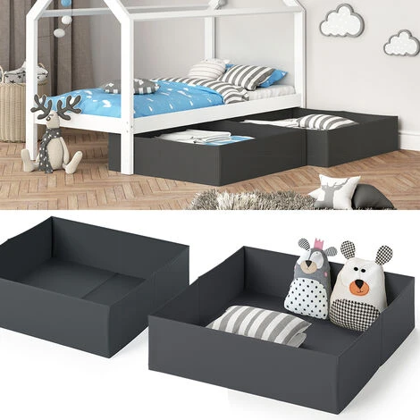 Boîte Pliable Anthracite Lot De 2 Pour Lit D'enfant VitaliSpa – Image 2