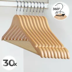 Nova Cintres De Cintre Avec Rack Rack Crochet Pivotant Et 2 évidements Latéraux En Bois Taille : 30 Pièces