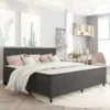 Topdeal Sommier Tapissier Gris Tissu 200 X 200 Cm FF287467FR