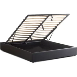 Lit Avec Coffre De Rangement Noir Avec Sommier 140x190 Cm - Eveil - Designetsamaison