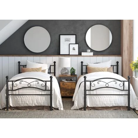 Songmics Lit 90 X 190 Cm, 1 Personne En Métal, Cadre De Lit 1 Place, Lit D'Invité, Pour Adulte, Adolescent, Montage Facile, Noir RMB071B01 – Image 2