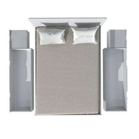 Lit Double ZENIA 160x200 + 2 Chevets + 2 Tiroirs / Chêne Blanchi/ 205x164x80 – Image 5