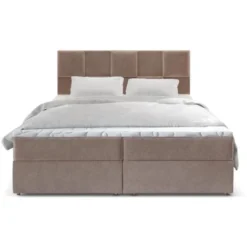Lit Boxspring Avec Matelas Et Sur-matelas Inclus Prata 160x220cm Velours Taupe