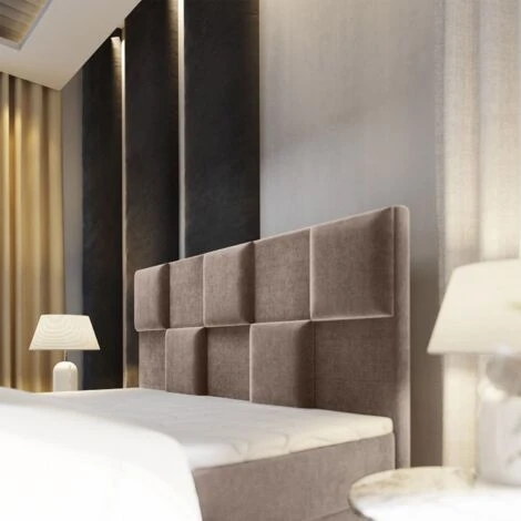 Lit Boxspring Avec Matelas Et Sur-matelas Inclus Prata 160x220cm Velours Taupe – Image 5