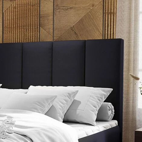 Lit Boxspring Avec Matelas Et Sur-matelas Inclus Meril 140x200cm Simili Noir – Image 4