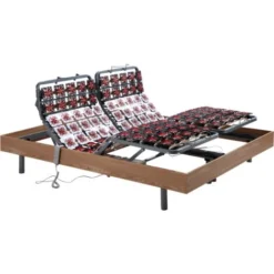 Sommier électrique De Relaxation 2x48 Plots Déco Bois Chêne Naturel De DREAMEA - 2 X 70 X 190 Cm - Moteurs OKIN