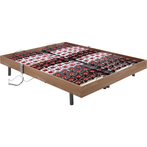 Sommier électrique De Relaxation 2x48 Plots Déco Bois Chêne Naturel De DREAMEA - 2 X 70 X 190 Cm - Moteurs OKIN – Image 2