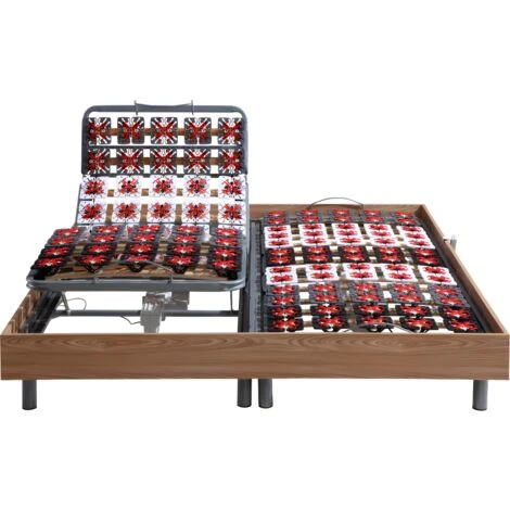 Sommier électrique De Relaxation 2x48 Plots Déco Bois Chêne Naturel De DREAMEA - 2 X 70 X 190 Cm - Moteurs OKIN – Image 3