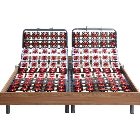 Sommier électrique De Relaxation 2x48 Plots Déco Bois Chêne Naturel De DREAMEA - 2 X 70 X 190 Cm - Moteurs OKIN – Image 4