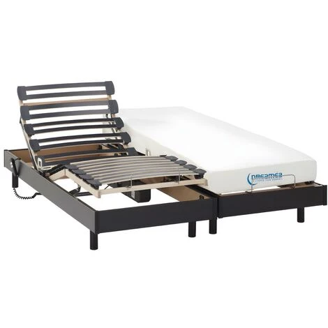 Lit électrique Relaxation Matelas Mémoire De Forme HERACLES De DREAMEA - Noir - 2 X 80 X 200 Cm – Image 2