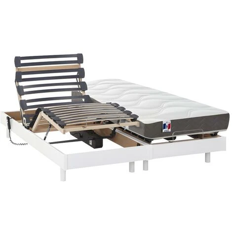 Lit électrique Relaxation Matelas 100% Latex 3 Zones ANANKE De DREAMEA - Blanc - 2 X 70 X 190 Cm – Image 2