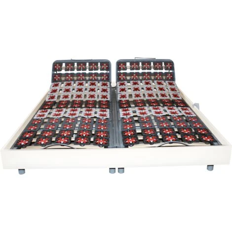 Sommier électrique De Relaxation 2x48 Plots Déco Bois Blanc De DREAMEA - 2 X 70 X 190 Cm - Moteurs OKIN – Image 4