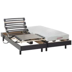 Lit électrique Relaxation Matelas Accueil Latex TYNDARE De DREAMEA - Noir - 2 X 80 X 200 Cm