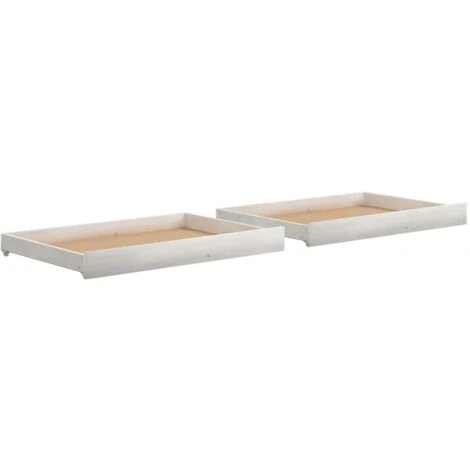 INLIFE Tiroirs De Lit 2 Pcs Blanc Bois De Pin Massif