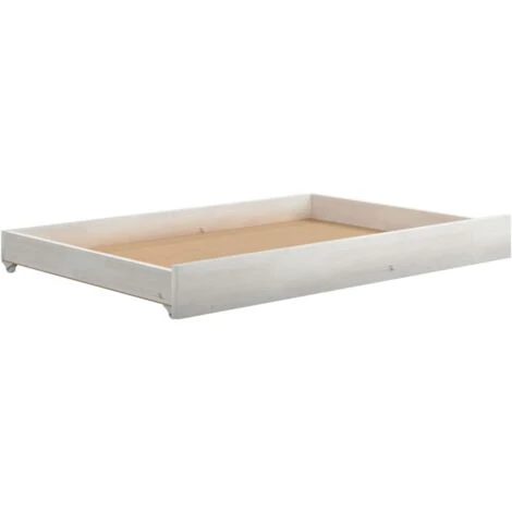 INLIFE Tiroirs De Lit 2 Pcs Blanc Bois De Pin Massif – Image 4