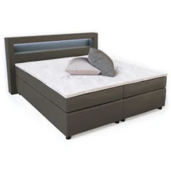 Lit Boxspring 180x200cm Gris Avec éclairage LED VitaliSpa