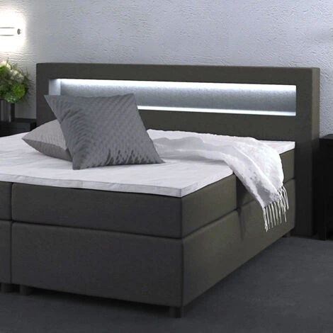 Lit Boxspring 180x200cm Gris Avec éclairage LED VitaliSpa – Image 4