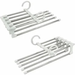 2 Pcs Cintre En Acier Inox Cintres Pantalons Antidérapant Cintre Gain De Place Pliable Cintre Multiple Plastique Cintre Magique Cintre Cravate Cintre Foulard Pour Pantalon Cravate Jeans-Blanc