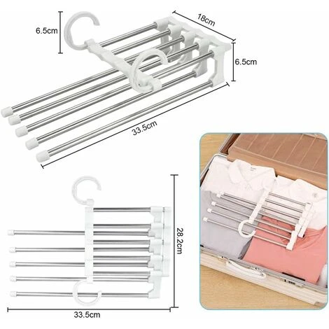 2 Pcs Cintre En Acier Inox Cintres Pantalons AntidĂ©rapant Cintre Gain De Place Pliable Cintre Multiple Plastique Cintre Magique Cintre Cravate Cintre Foulard Pour Pantalon Cravate Jeans-Blanc â Image 2