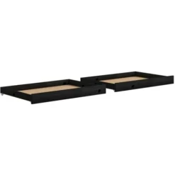 Hommoo Tiroirs De Lit 2 Pcs Noir Bois De Pin Massif