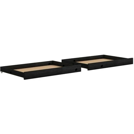 Hommoo Tiroirs De Lit 2 Pcs Noir Bois De Pin Massif