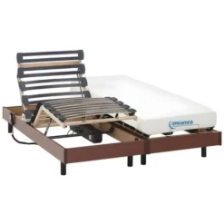 Lit électrique Relaxation Matelas Mémoire De Forme HERACLES De DREAMEA - Cerisier - 2 X 80 X 200 Cm