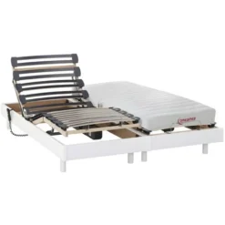 Lit électrique Relaxation Matelas Accueil Latex TYNDARE De DREAMEA - Blanc - 2 X 70 X 190 Cm