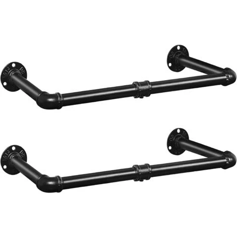 Tringle à Vêtement Industriel, Lot De 2, Portant à Vêtement, 60 Cm, Porte Manteaux Amovible, Penderie Murale Rail De Suspension, Capacité De 30 Kg, Gain De Place, HOOBRO EBK06BJ01
