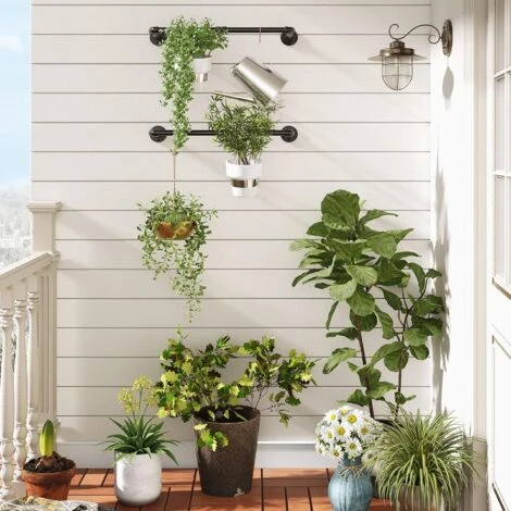 Tringle à Vêtement Industriel, Lot De 2, Portant à Vêtement, 60 Cm, Porte Manteaux Amovible, Penderie Murale Rail De Suspension, Capacité De 30 Kg, Gain De Place, HOOBRO EBK06BJ01 – Image 3