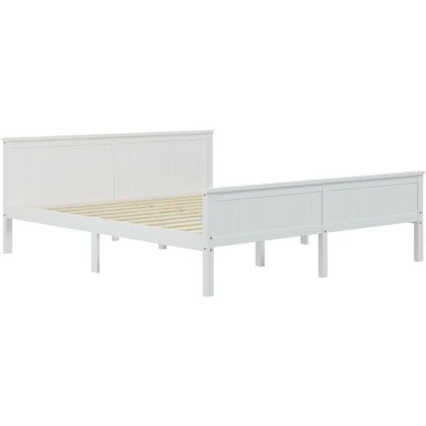 Cadre De Lit Avec 2 Tiroirs Blanc Bois De Pin Massif 180x200 Cm VidaXL – Image 4