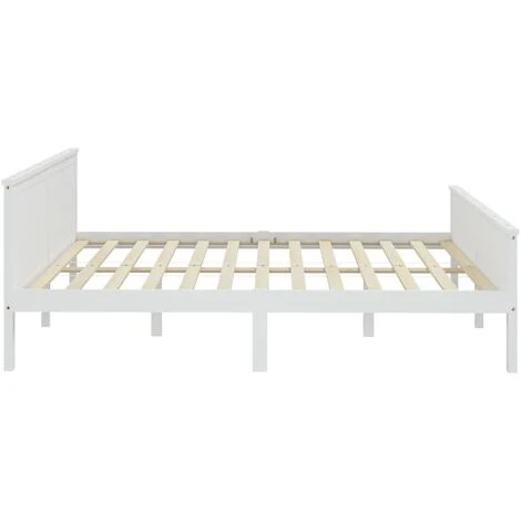 Cadre De Lit Avec 2 Tiroirs Blanc Bois De Pin Massif 180x200 Cm VidaXL – Image 5