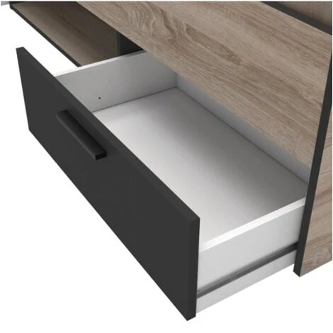 LIT DOUBLE AVEC TIROIRS ALASKA - Chêne / Noir – Image 3