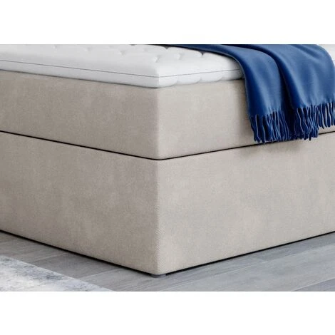 Lit Continental Velours Beige Balore - Couchage 140x200 Cm – Image 3