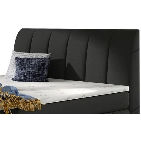 Lit Continental Matelassé Tissu Noir Florencia - Couchage 140x200 Cm – Image 2